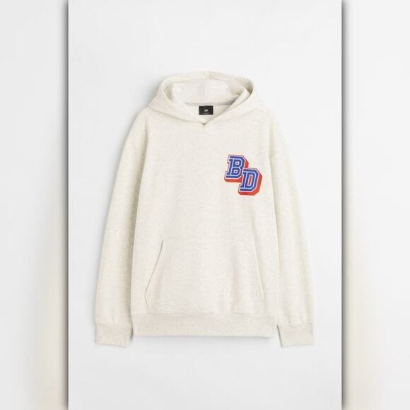 A524 β’ Relaxed Fit Varsity BD Graphic Hoodie β Heather Grey - Picture 1 of 6